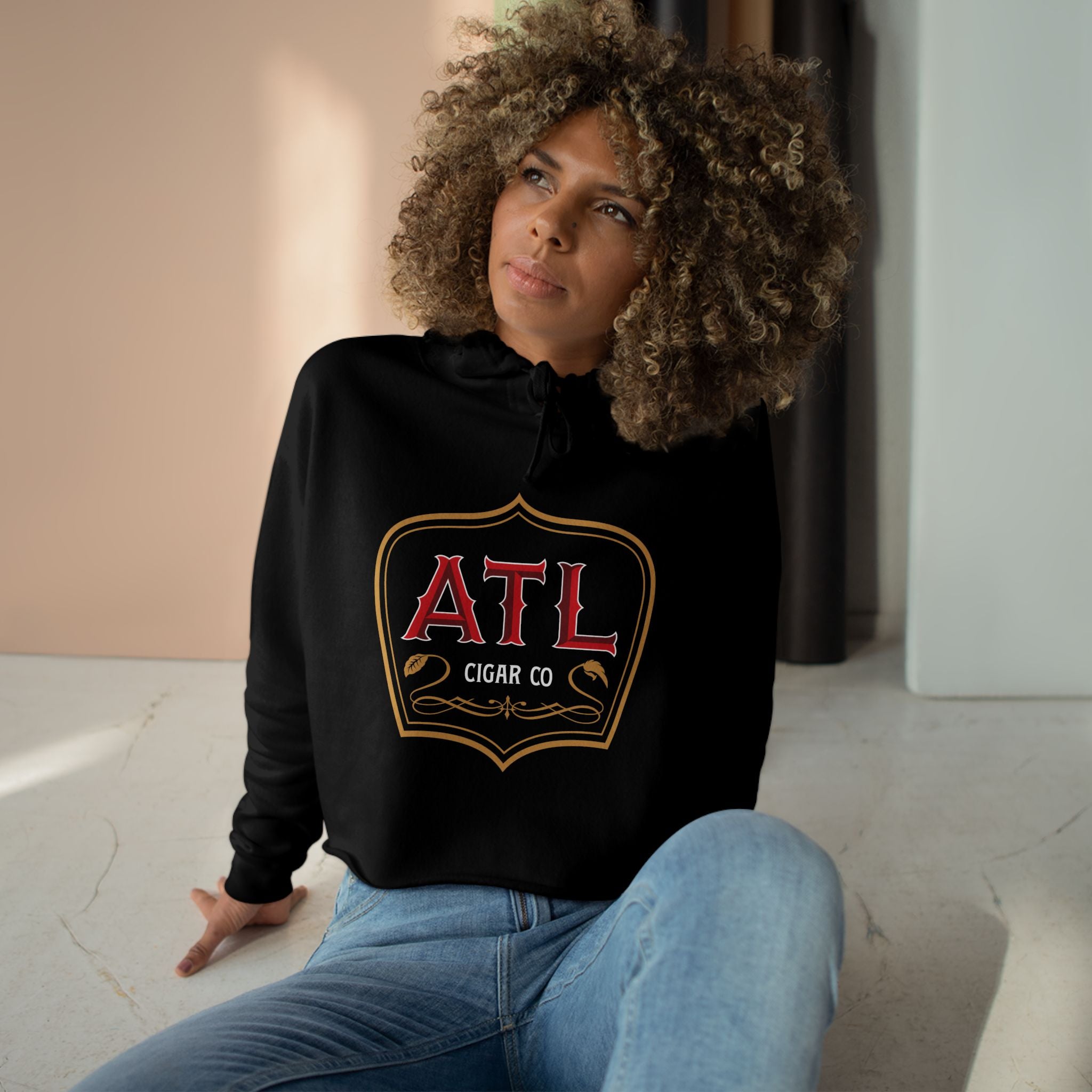 ATL Cigar Women's Cropped Black Hoodie